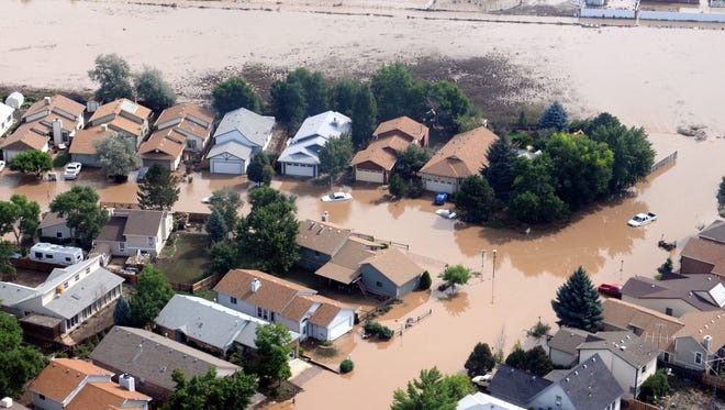 Aerial image of flooding in colorado
